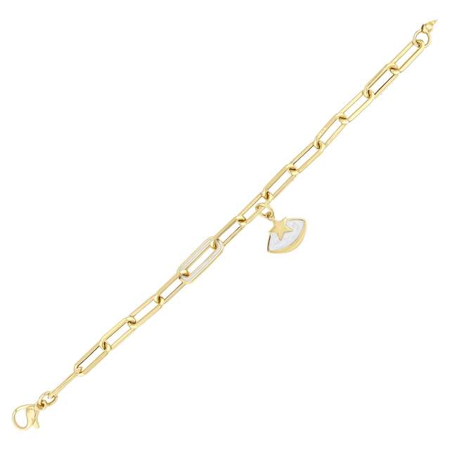 14 Ayar Beyaz Mine Figürlü Ataç Tasarım Altın Bileklik