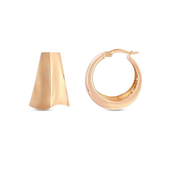 14 Ayar Bomber Tasarım Halka Altın Küpe