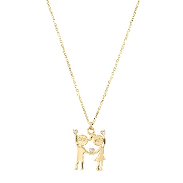 14 Ayar Elele Tasarım Altın Kolye