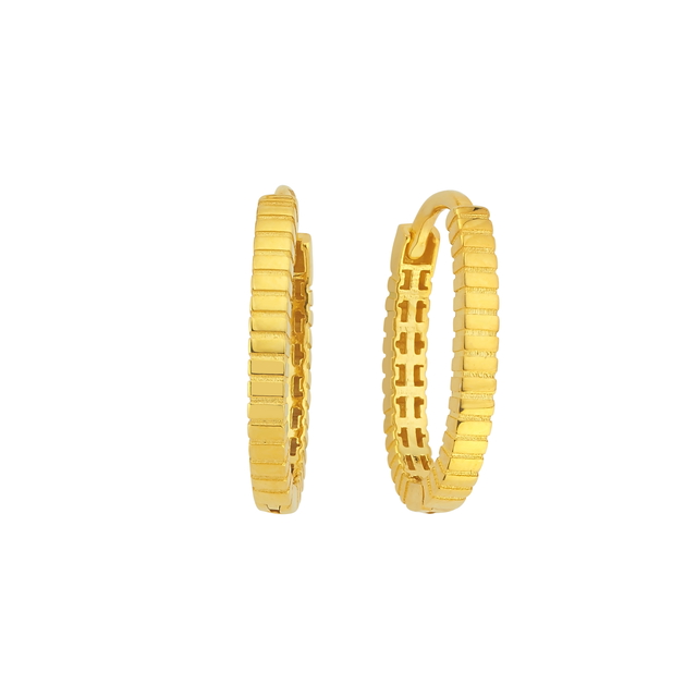 14 Ayar Cimarlı Tasarım Oval Altın Küpe