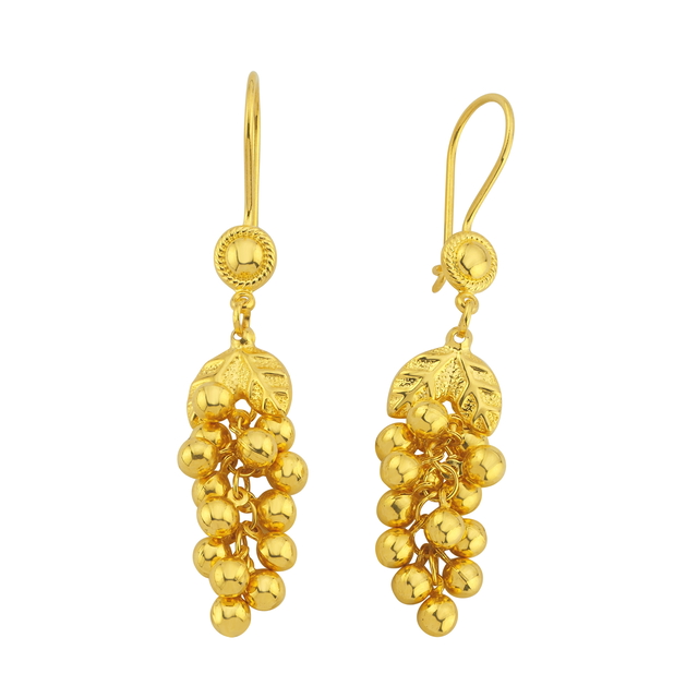 14 Ayar Cimarlı Tasarım Salkım Altın Küpe