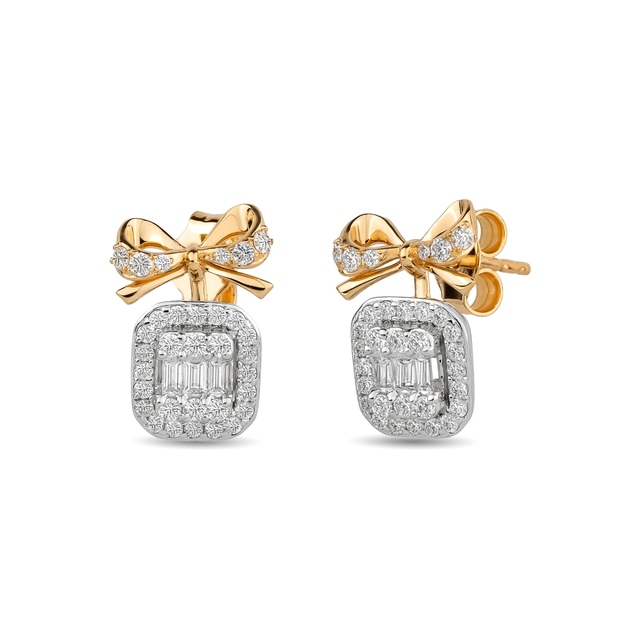 0.57 Karat FG SI Pırlanta Baget Küpe