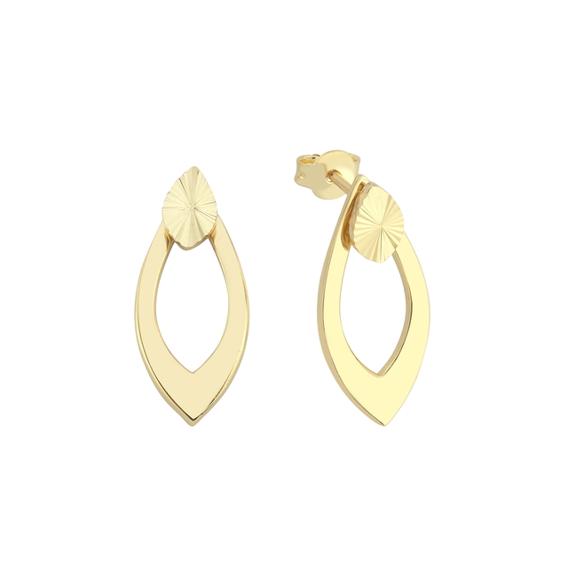 14 Ayar Çift Kullanımlı Damla Altın Küpe