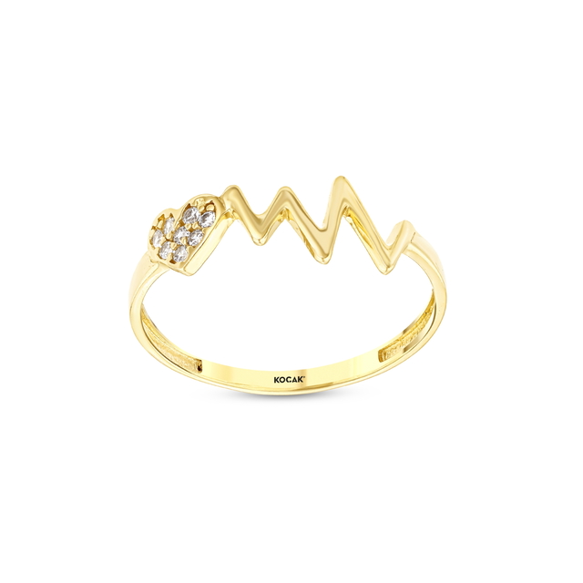 14 Ayar Ritim Kalp Altın Yüzük