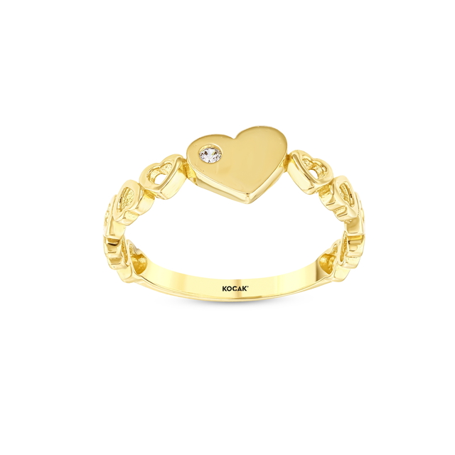 14 Ayar Aşk Zinciri Kalp Altın Yüzük