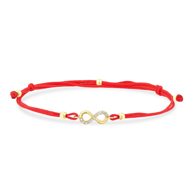 14 Ayar Taşlı Tasarım Sonsuzluk Altın İpli Bileklik