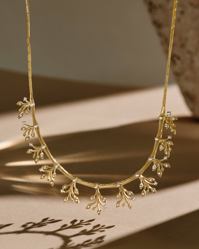 14 Ayar Bahar Dalı Tasarım Altın Kolye