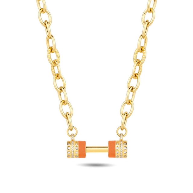 14 Ayar Festie Turuncu Tasarım Altın Kolye