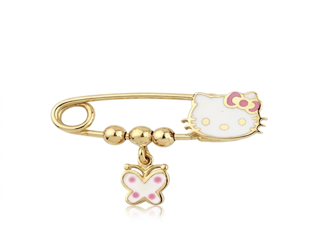 14 Ayar Kelebek Tasarım Altın Hello Kitty İğne