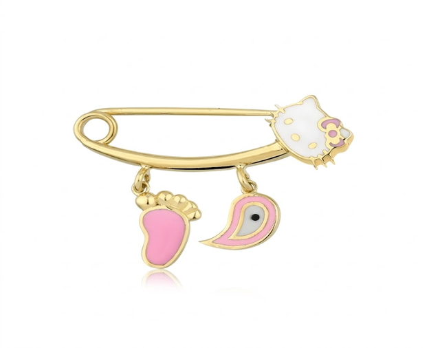 14 Ayar Ayakizi Tasarım Altın Hello Kitty İğne