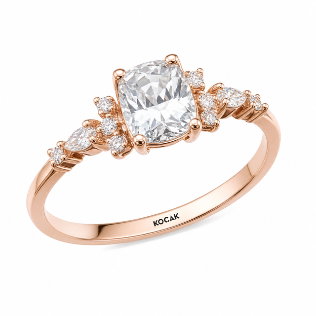 1.32 Karat Vintage Tasarım Beyaz Topaz Pırlanta Yüzük