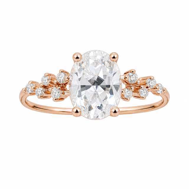 2.23 Karat Oval Tasarım Beyaz Topaz Pırlanta Yüzük